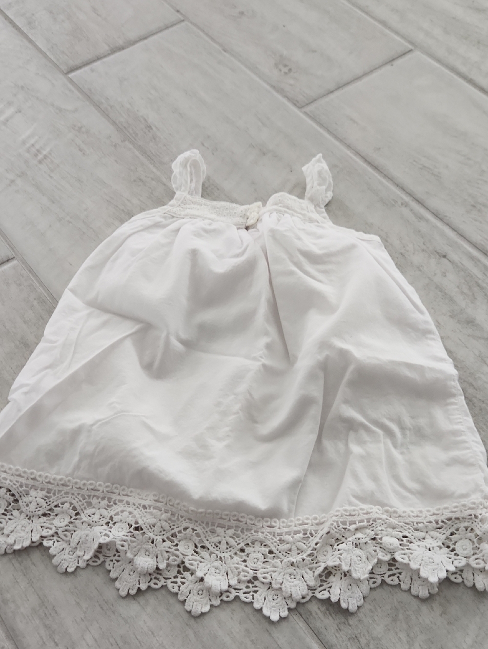 White Lace Trim Spaghetti Strap Tank Dress